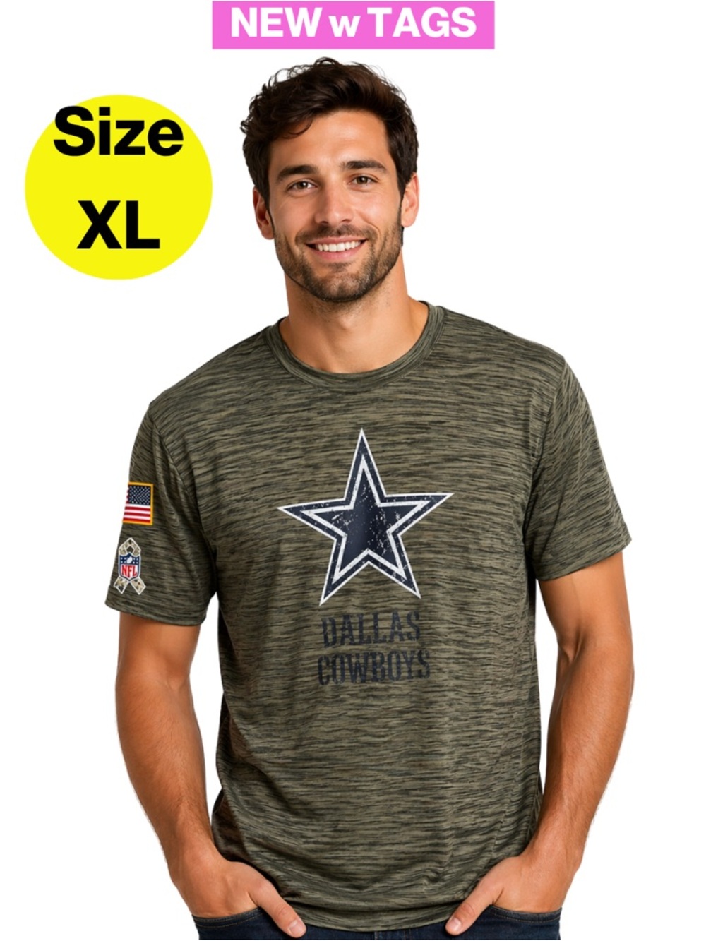 NEW w/TAGS 🏷️ DALLAS COWBOYS Men’s Camo Green Dri-Fit Short Sleeve (Size XL)